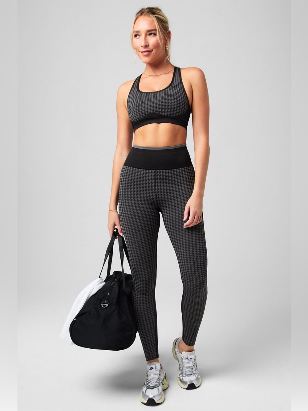 Fabletics Black Houndstooth Seamless High-Waist Leggings - Picture 4 of 11